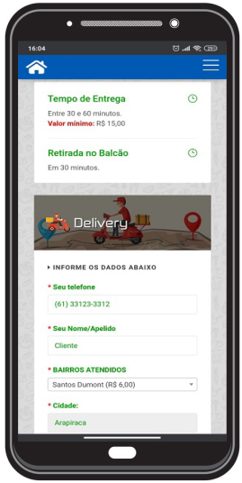 Mensagem automática com um link para o cardápio online